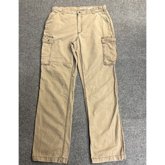 Carhartt Mens 38x36 Relaxed Fit Rugged Khaki Cargo Work Pants 100272 908 - Picture 1 of 8